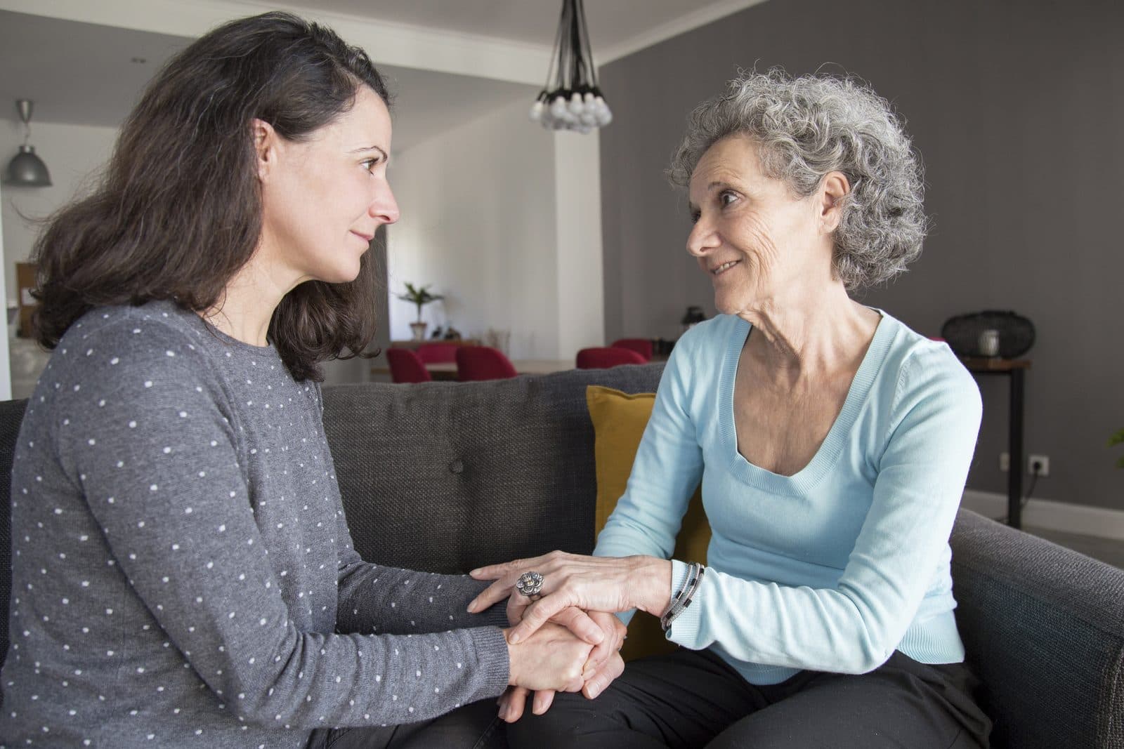 Mother and daughter discussing care plans