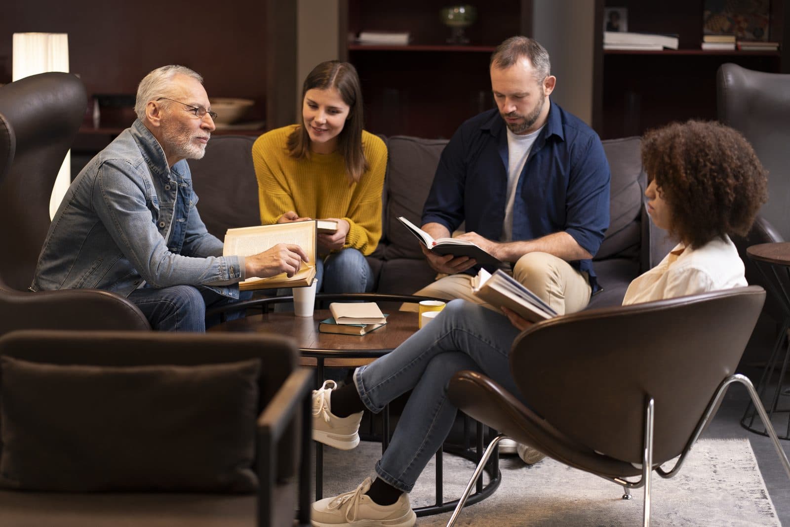 Residents in book club — social life in assisted living